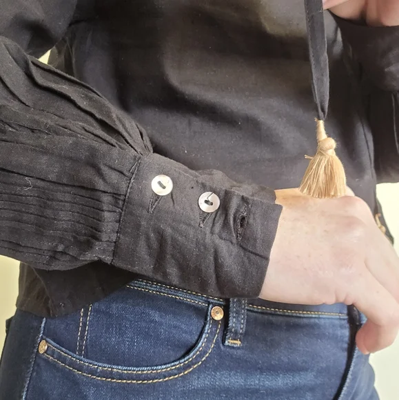 St Roche MORTIMER TOP Black Embroidered Hand Loom Cotton New - Picture 7 of 13